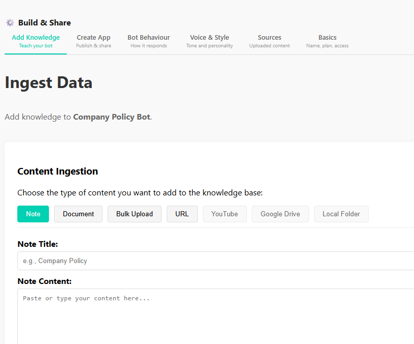 Eckho Bots — build your knowledge base