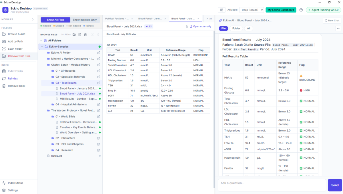 Eckho Desktop — full application view