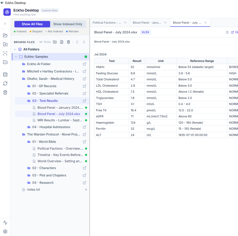 Eckho Desktop — folder tree and file structure