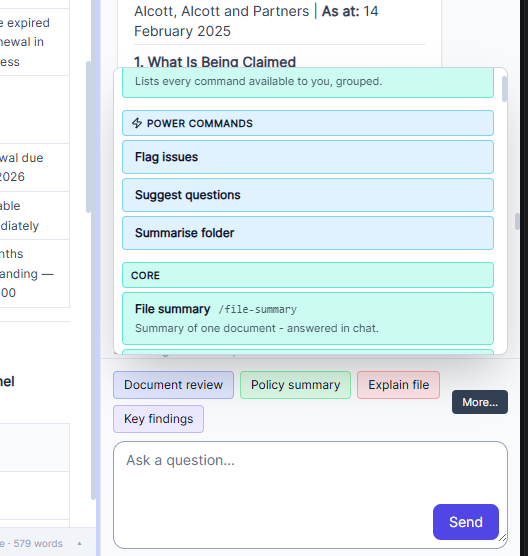 Eckho Desktop — expanded command menu with more commands