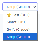 Eckho Desktop — AI quality selection dropdown